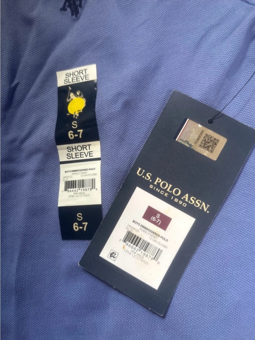 U.S. Polo Assn. Boys' Short Sleeve Polo - Light Blue with Navy Logo